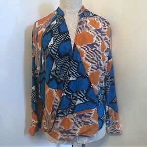 AQUA Ikat Faux Wrap Top Sz Small